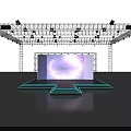 Amusement Equipment Stage With Purple Blue Lights LED Screen And Steps Structure