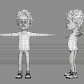 Cartoon Game and Movie Character with Front Side Views Gray Sweater Arms Outstretched