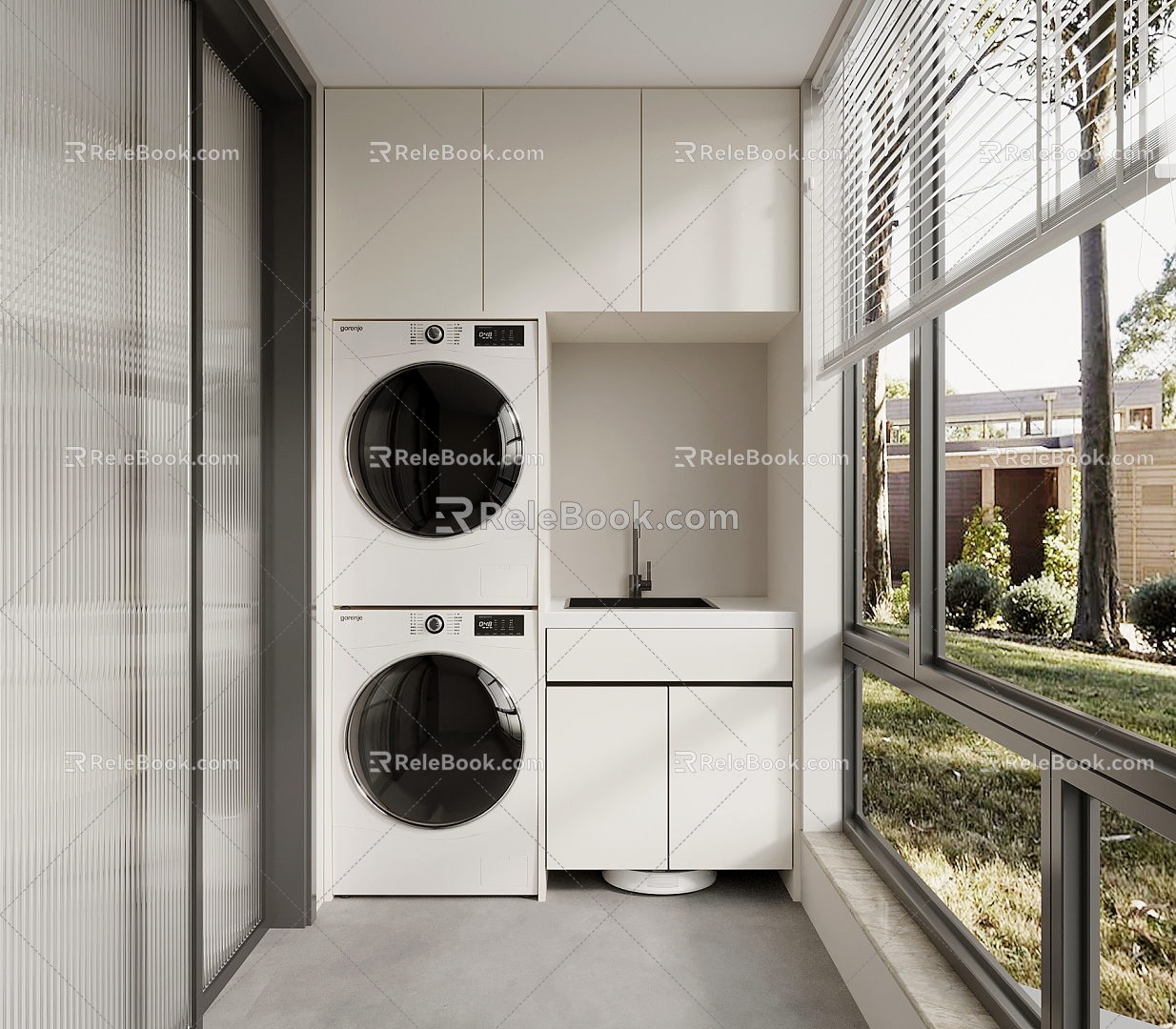 Modern Balcony Balcony Cabinet Washing Machine Cabinet 3d model