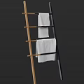 Ladder Design Bathroom Towel Rack With Wooden Frame And Hanging Towels
