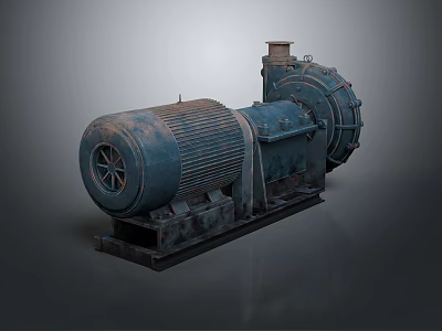 Industrial Motor Pump Equipment with Blue Gray Metal Structure and Heavy Duty Design 3d model