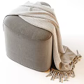 Light Gray Fabric Sofa Stool with Cozy Woven Blanket for Modern Living Room