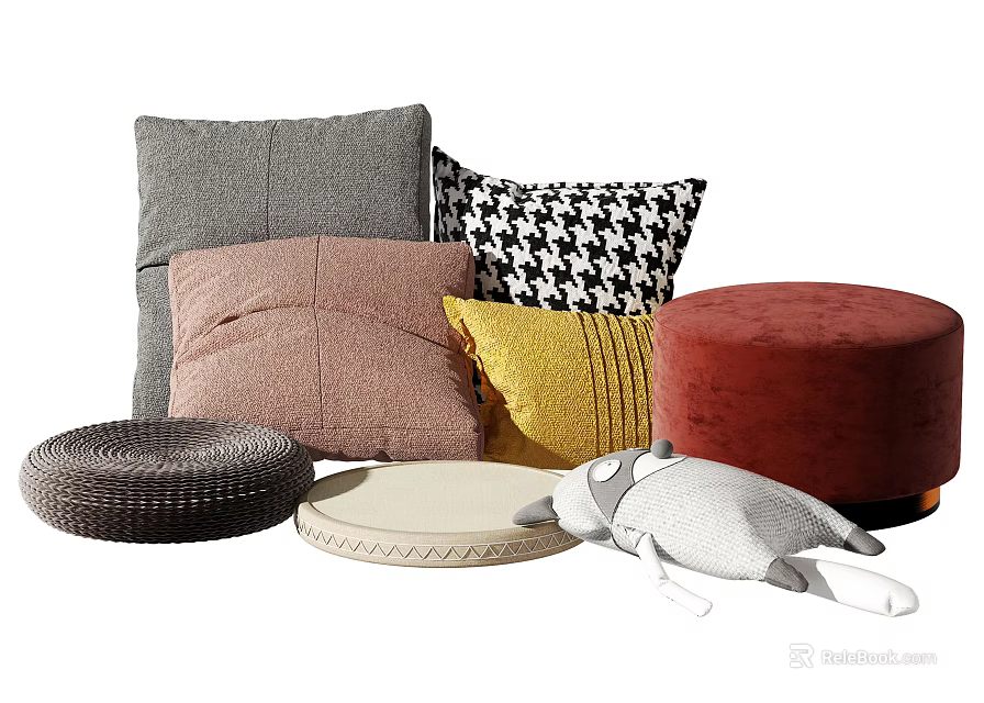 Colorful Decorative Cushions With Various Patterns For Living Room Home Decor 3d model 