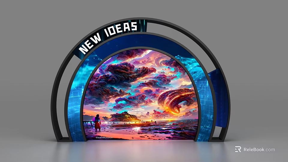 Modern Commercial Equipment Arch Display Featuring New Ideas And Vibrant Landscape Art 3d model 