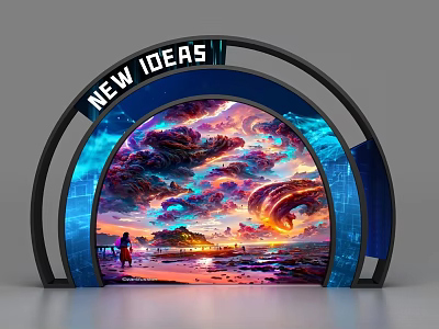 Modern Commercial Equipment Arch Display Featuring New Ideas And Vibrant Landscape Art 3d model