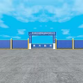 Construction Project Entrance Gate With Quality Engineering Fence And Blue Sky 3d model