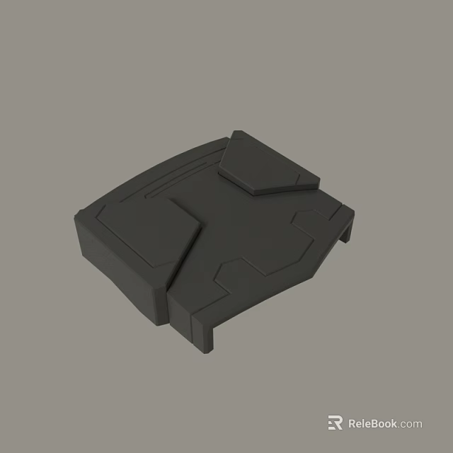 Black 3D Geometric Mechanical Housing Component With Protrusions And Indentations 3d model 