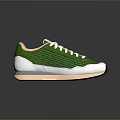 Stylish Green and White Sneakers with Pink Accents White Laces and Modern Design