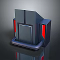 Modern Gray Equipment With Red Side Panels And Curved Base Structure 3d model