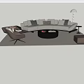 Light Colored Large Sectional Sofa With Round Coffee Table Single Chair And Floor Lamp 3d model