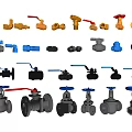 Various Types of Industrial Valves in Different Colors and Designs