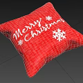 Red Decorative Christmas Pillow With Merry Christmas Lettering And Snowflake Patterns
