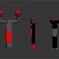 Assorted Colorful Hardware Tools With Red Silver Black Metal Components