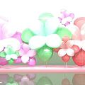 Vibrant Flower Shaped Photo Check in Spot with Pink Green Red Petals and LED Lights