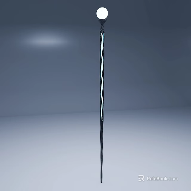 Long Metallic Weapon With Silver And Black Striped Design On Gray Background 3d model 