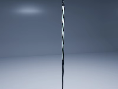 Long Metallic Weapon With Silver And Black Striped Design On Gray Background 3d model