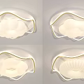 Modern Decorative Ceiling Light With White Textured Lampshade And Golden Edge Design