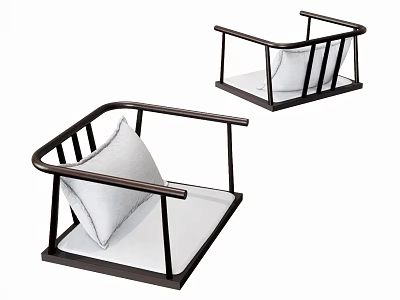 Modern Minimalist Leisure Chair With Dark Frame Light Seat And White Pillow 3d model