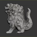 Traditional Chinese Stone Lion Statue With Curled Patterns And Majestic Posture