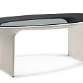 Modern Oval Coffee Table With Black Tabletop And Woven Design Legs 3d model