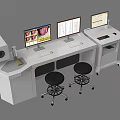 Modern Medical Workstation With Multiple Monitors Medical Images And Ergonomic Stools