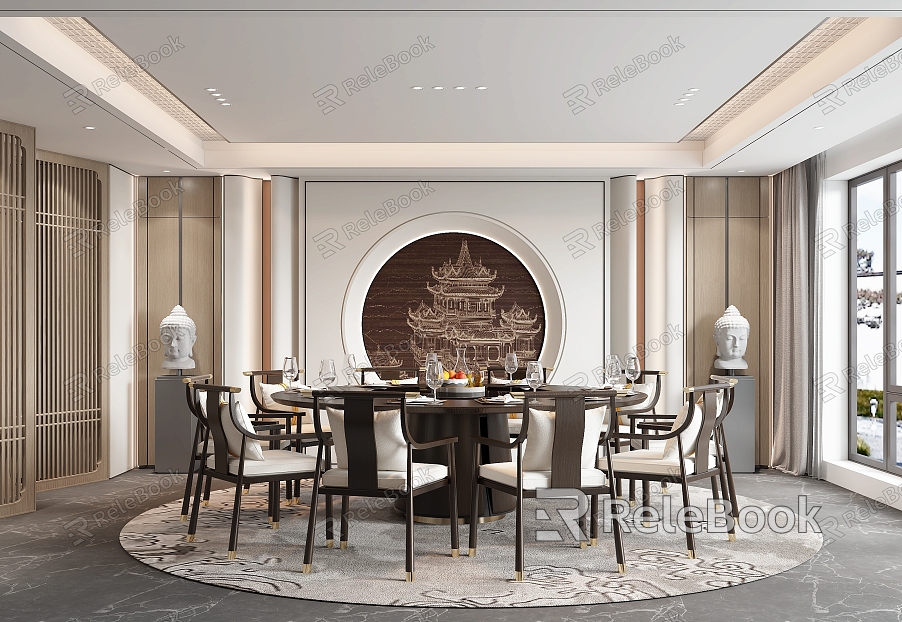 New Chinese Restaurant Rooms Rooms Rooms Rooms Rooms Rooms Rooms Dining Tables and Chairs Background Wall model