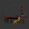 Futuristic Building Structure With Red And Blue Mechanical Sci Fi Design Features