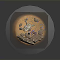 Martian Like Surface Rocky Terrain Exploration Rover With Flag Cables And Small Stones