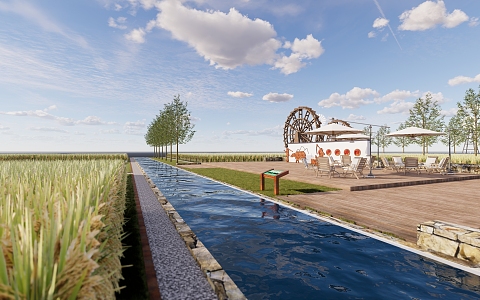 Modern Farm Rural Agricultural Landscape 3d model