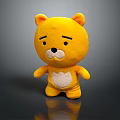 Cute Yellow Bear Plush Stuffed Toy with White Belly and Soft Material