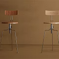 Modern Bar Stools With Wooden And Black Seats And Metal Frame Simple Design