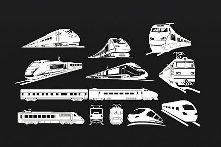 Traffic high-speed rail car front silhouette pattern 3d model