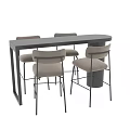 Modern Minimalist Black Bar Table And Four Soft Upholstered High Chairs For Daily Home Use