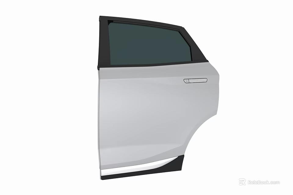 Silver Car Door Exterior With Black Window Frame And Door Handle 3d model 