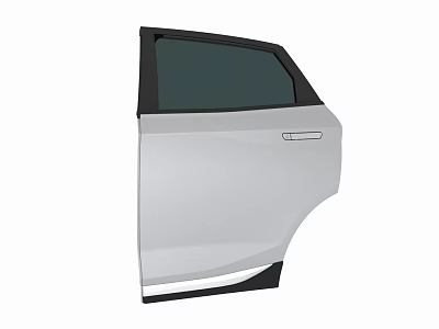 Silver Car Door Exterior With Black Window Frame And Door Handle 3d model