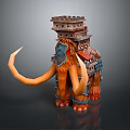 Giant Mammoth With Towering Stacked Buildings And Structures On Its Back 3d model