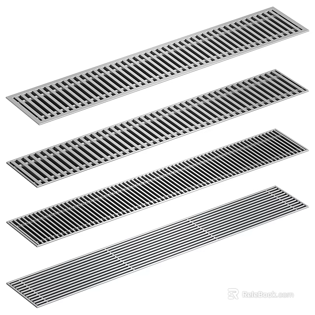 Long Strip Metal Grates With Stainless Steel Material And Various Slotted Patterns 3d model 