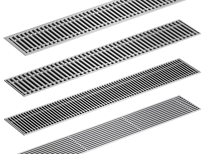 Long Strip Metal Grates With Stainless Steel Material And Various Slotted Patterns 3d model