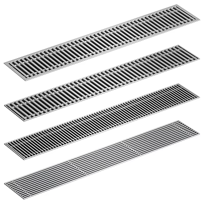 Long Strip Metal Grates With Stainless Steel Material And Various Slotted Patterns 3d model