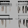 Modern Clothes Hangers in Black Silver with Hanging Shirts and Coats