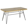 Modern Coffee Table With Glass Top Rattan Frame And Metal Legs