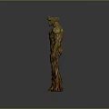 Game Movie Character With Tree like Green Skin Wooden Texture And Muscular Standing Pose