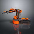 Orange Industrial Robotic Arm 3D Rendering With Mechanical Structure And Automation Design 3d model