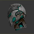 Fire Equipment Fire Helmet With Silver Metallic Shell And Green Safety Accents