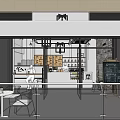 Modern Milk Tea Shop Interior With Glass Entrance Blackboard Menu And Seating Area