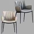 Modern Leather Leisure Chairs With Pleated Design Beige And Gray Armrests Metal Legs
