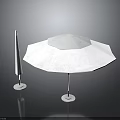 Modern White Round Outdoor Patio Umbrella With Stand And Sleek Design