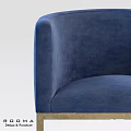 Modern Blue Bar Stools With Golden Metal Frame And Upholstered Seat Backrest