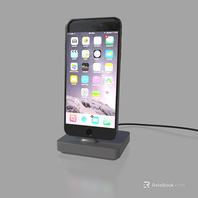 Sleek Modern Smartphone On Charging Dock Being Charged With Cable 3d model 
