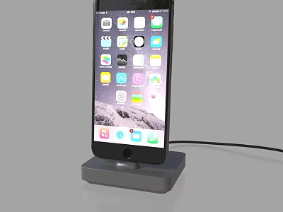 Sleek Modern Smartphone On Charging Dock Being Charged With Cable 3d model
